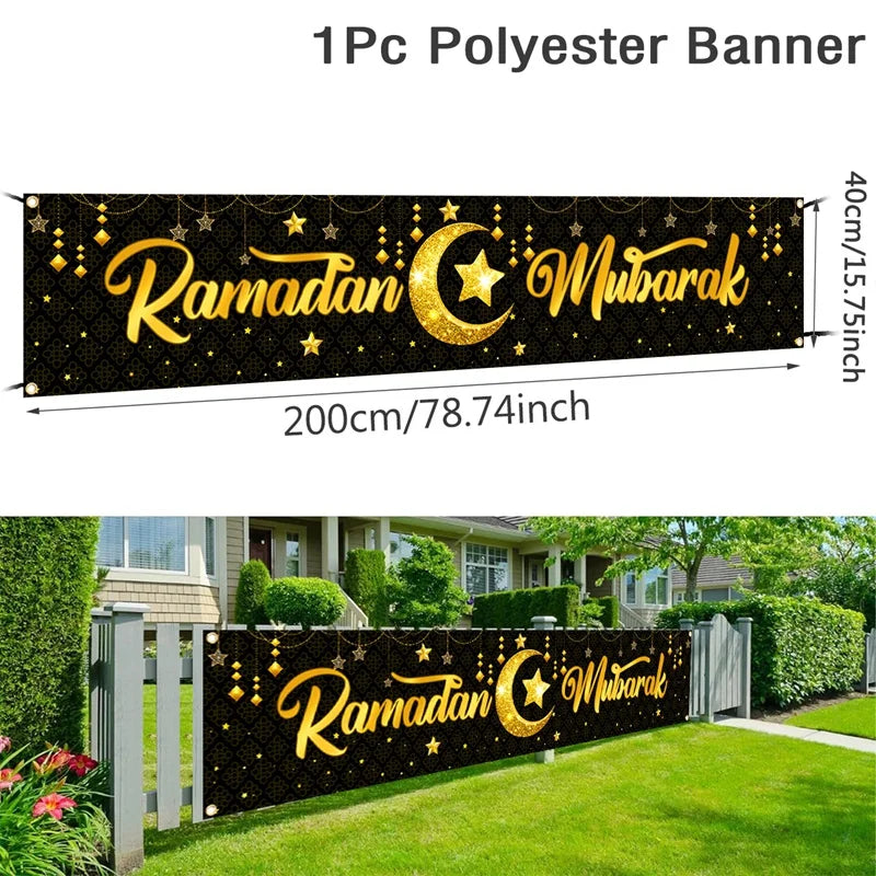 Eid Mubarak Outdoor Banner Flag – Ramadan Kareem Home & Party Decoration