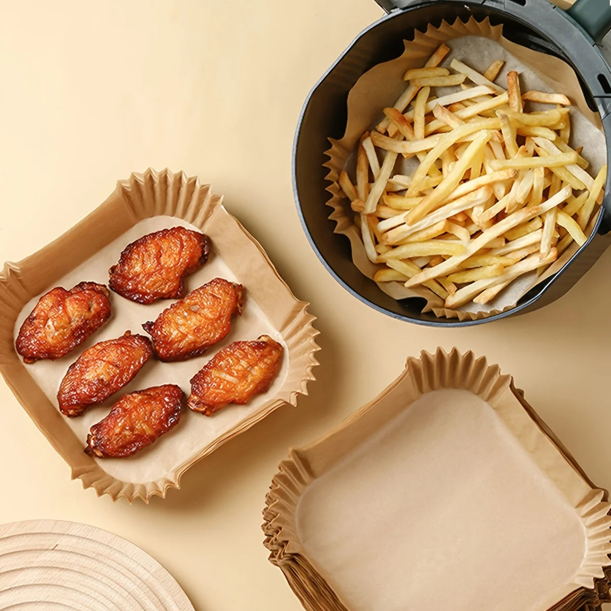 Air Fryer Disposable Paper Liners – Non-Stick (30/50/100 Pack)