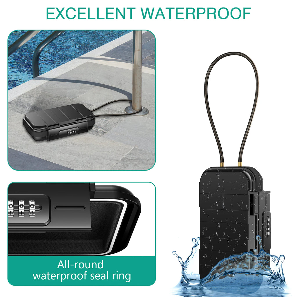 Portable Safe Lock Box with 4-Digit Combination & Rope