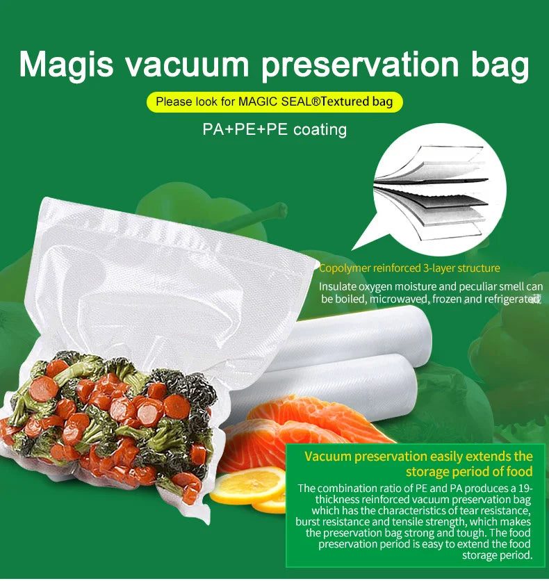 Food Vacuum Sealer Bags – BPA-Free Storage Roll (20cm x 500cm)