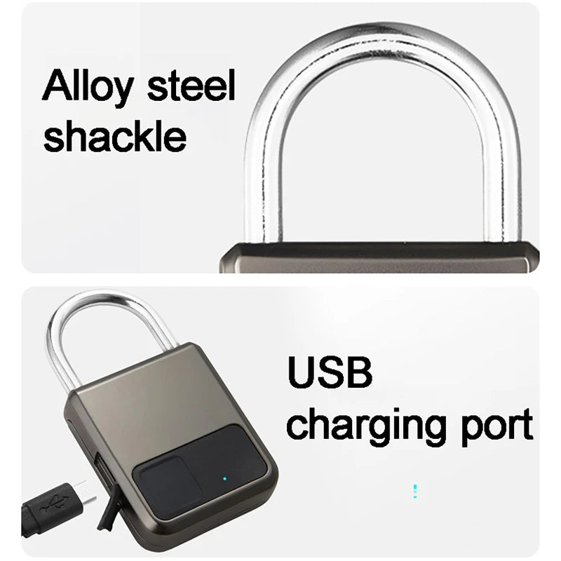 Tuya Smart Fingerprint Padlock - 20 Prints, USB Rechargeable