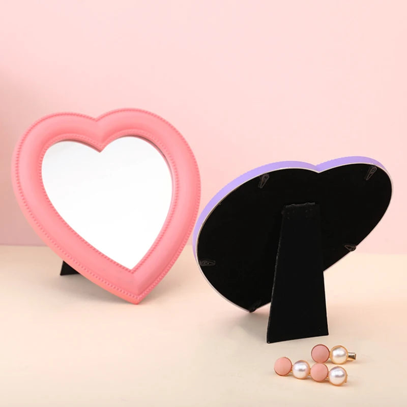 Heart-Shaped Decorative Cosmetic Mirror – Makeup & Room Decor