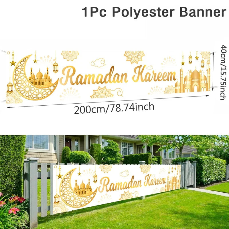 Eid Mubarak Outdoor Banner Flag – Ramadan Kareem Home & Party Decoration