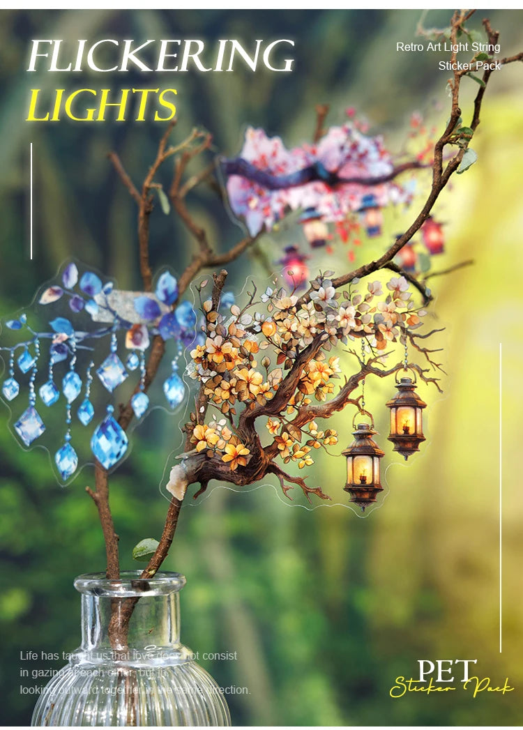 Flickering Lights Night Lamp Scrapbooking Stickers – 16 Sheets Junk Journal Supplies