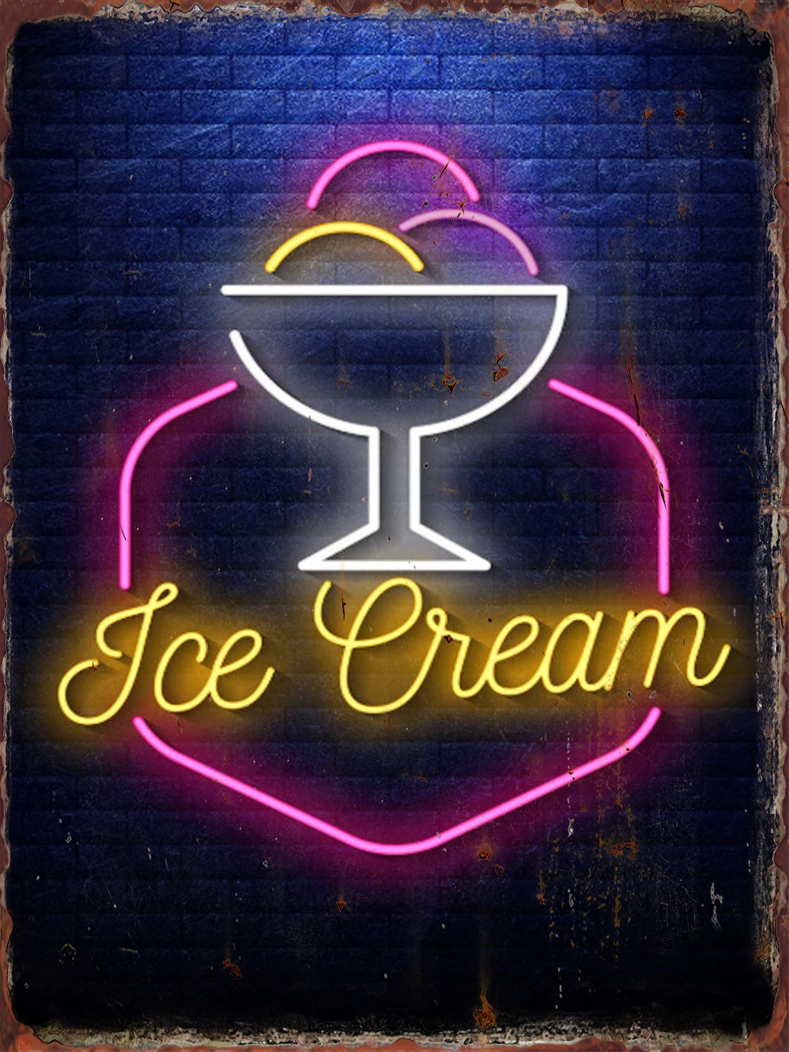 Vintage Neon Food Metal Tin Sign – Restaurant, Bar & Club Wall Decor Plaque