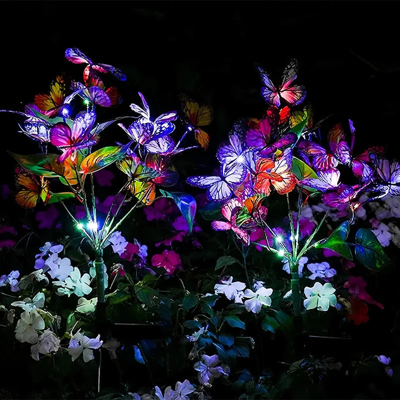 Solar Butterfly & Sunflower LED Garden Lawn Lamp – Colourful Landscape Light