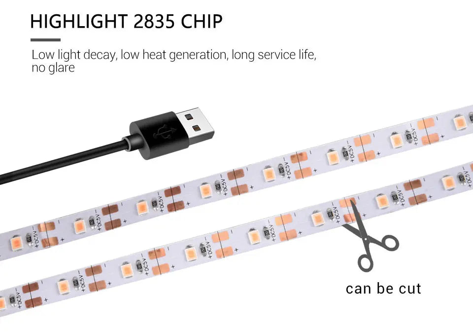 USB LED Grow Light Strip – Full Spectrum Plant Light 2m/3m for Vegetables & Seedlings