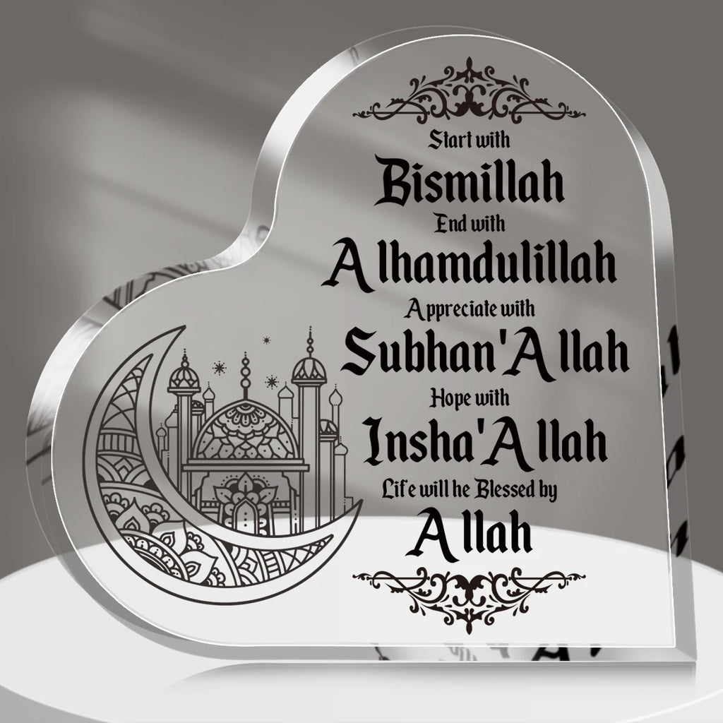 Eid Mubarak Acrylic Desktop Ornament – Islamic Ramadan Home & Office Decoration