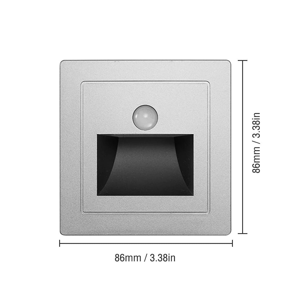Recessed LED Wall Stair Light 2W – PIR Motion Sensor Step & Corridor Lamp