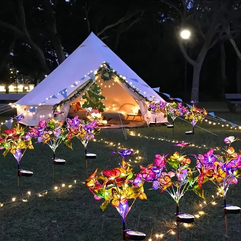 Solar Butterfly & Sunflower LED Garden Lawn Lamp – Colourful Landscape Light