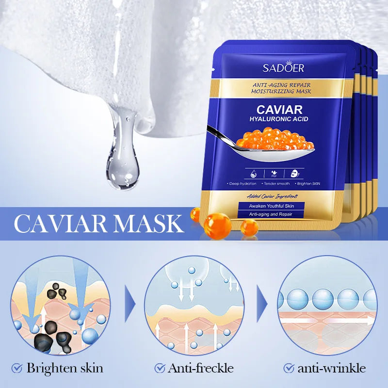 Caviar Hyaluronic Acid Face Masks – Firming & Hydrating (5 Pack)