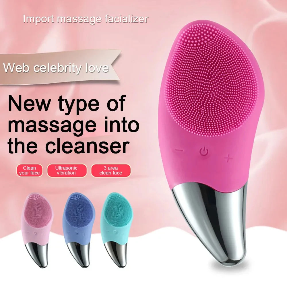 Ultrasonic Silicone Face Cleansing Massager