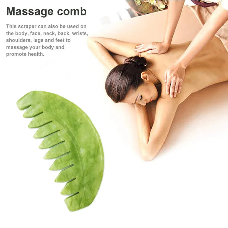 Natural Jade Comb & Gua Sha Board – Facial Massage & Body Scraping Tool