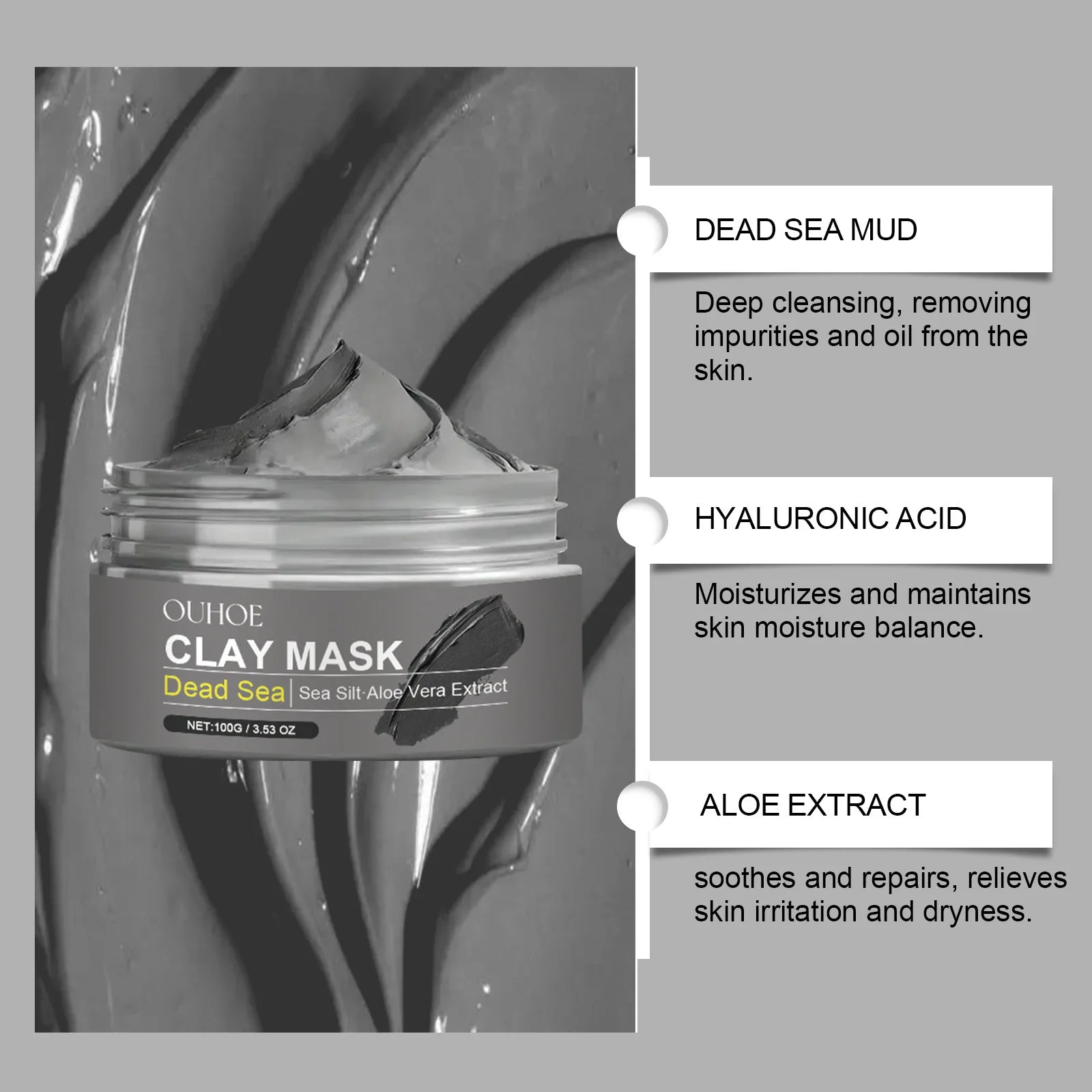 Dead Sea Mud Deep Cleansing Face Mask – Brightening, Hydrating & Acne Remover