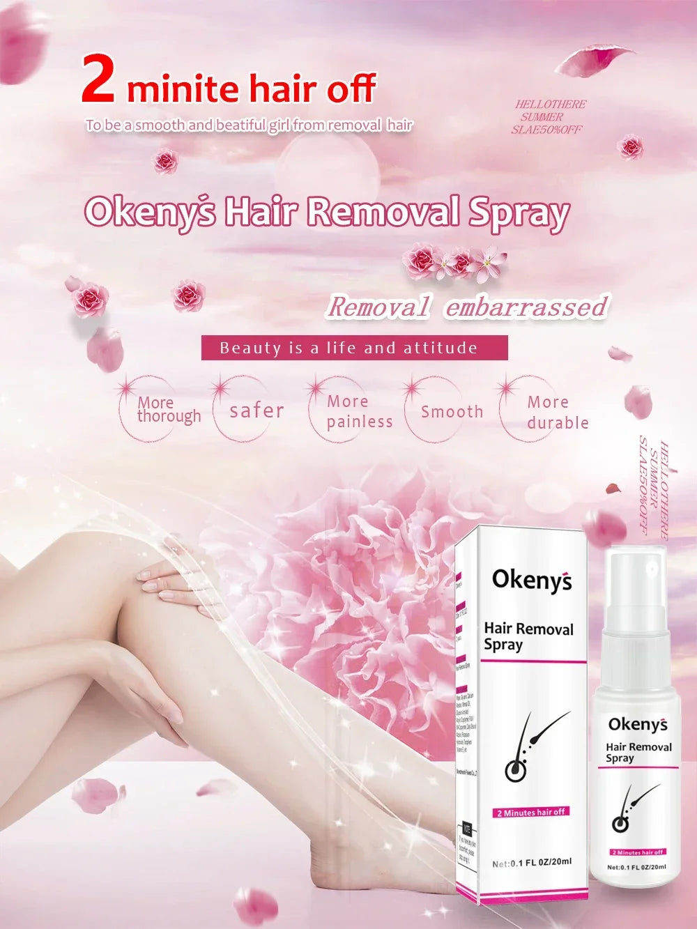 2-Minute Fast Hair Removal Spray – Painless Depilatory for Men & Women