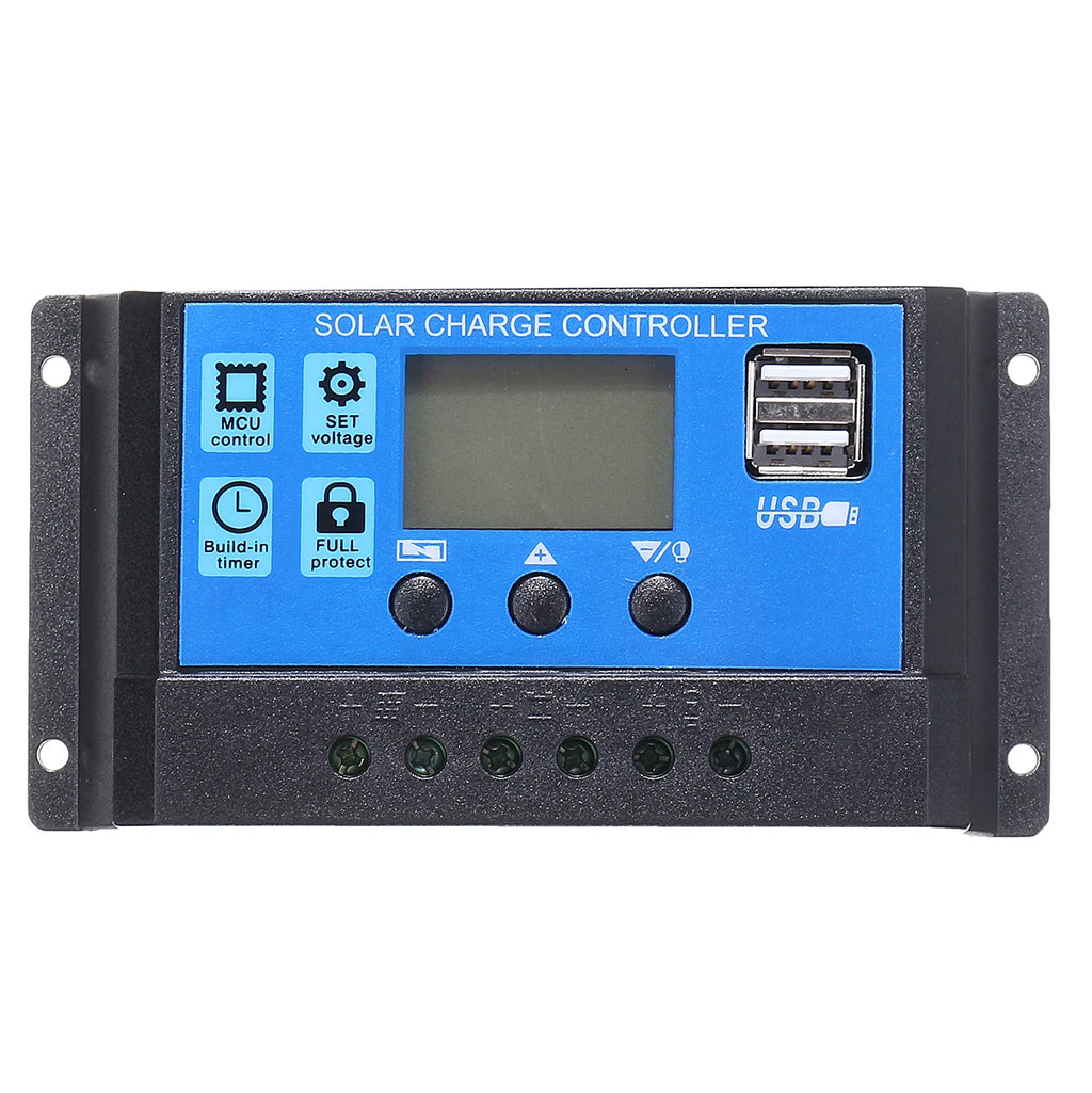 PWM Solar Charge Controller 12V/24V – 10A–60A LCD Battery Panel Regulator