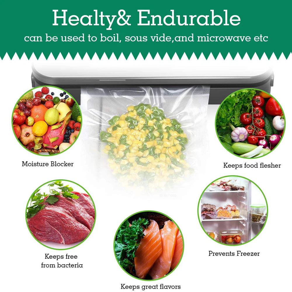 Food Vacuum Storage Bags – Keep Food Fresh Longer (500cm Roll)