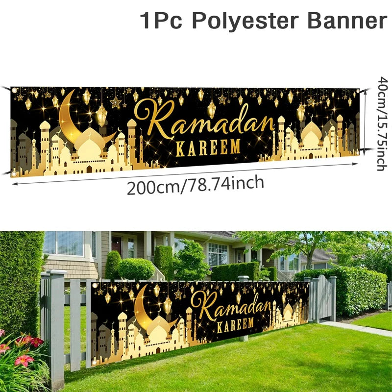 Eid Mubarak Outdoor Banner Flag – Ramadan Kareem Home & Party Decoration