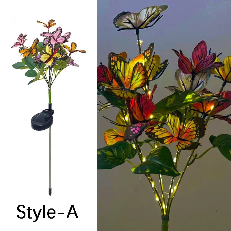Solar Butterfly & Sunflower LED Garden Lawn Lamp – Colourful Landscape Light