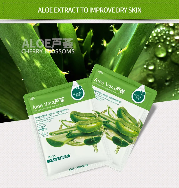 Natural Plant Sheet Face Masks - Moisturising, Anti-Ageing & Oil Control (10 Pack)