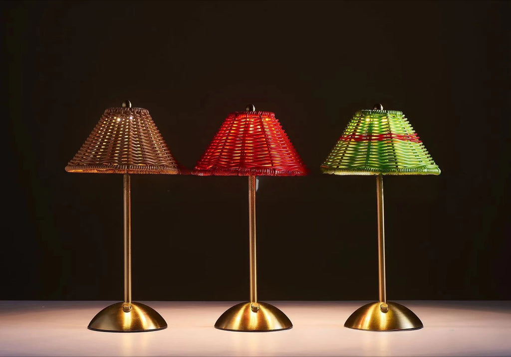 LED Rattan Rechargeable Retro Desk Lamp – Southeast Asian Style Atmosphere Light