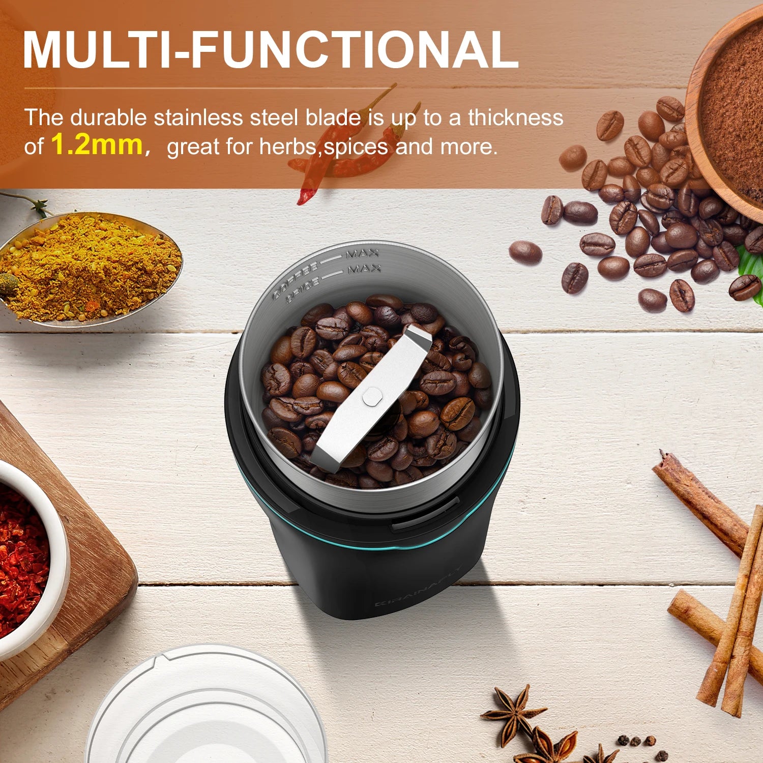 Electric Coffee & Spice Grinder 300W – Stainless Steel Cup