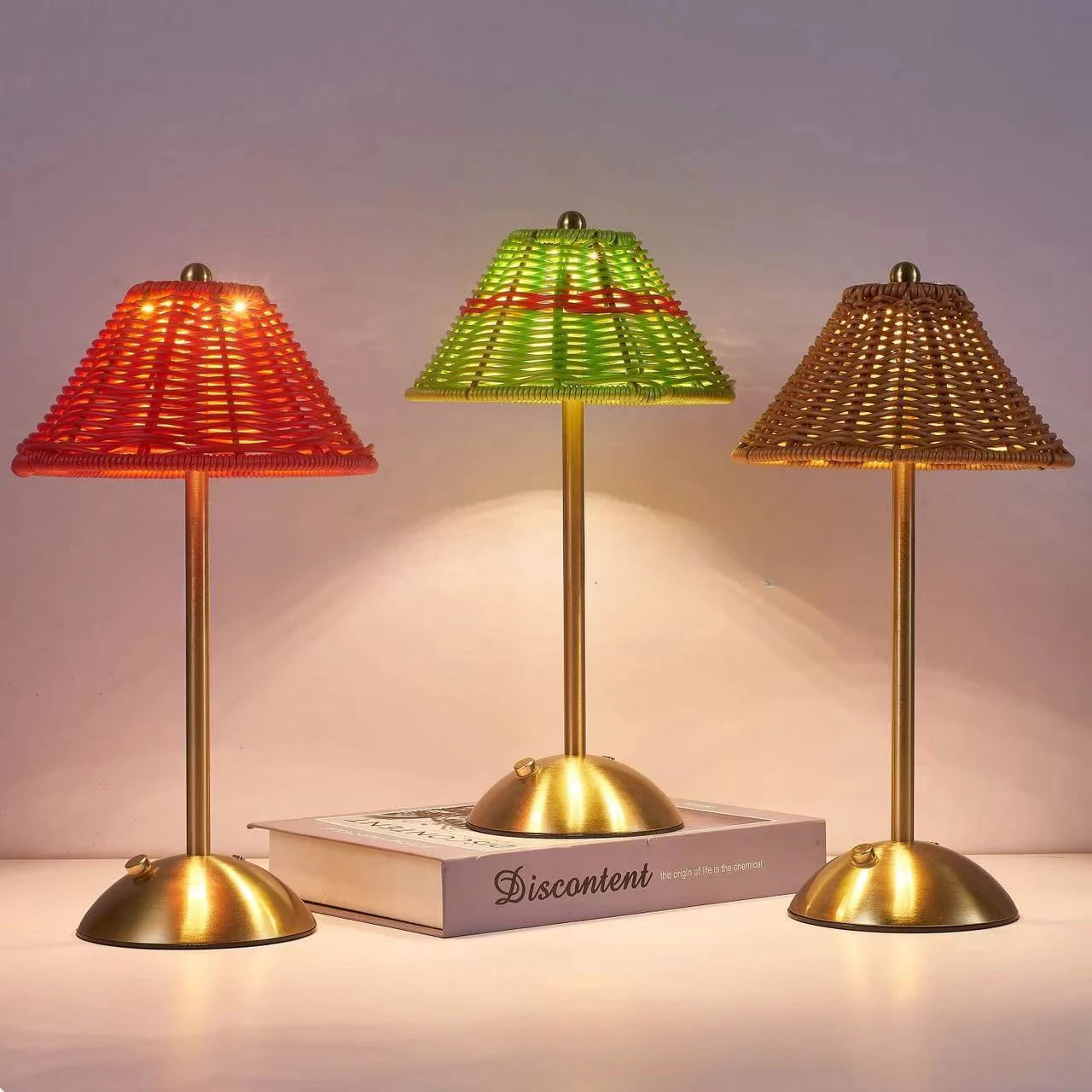 LED Rattan Rechargeable Retro Desk Lamp – Southeast Asian Style Atmosphere Light