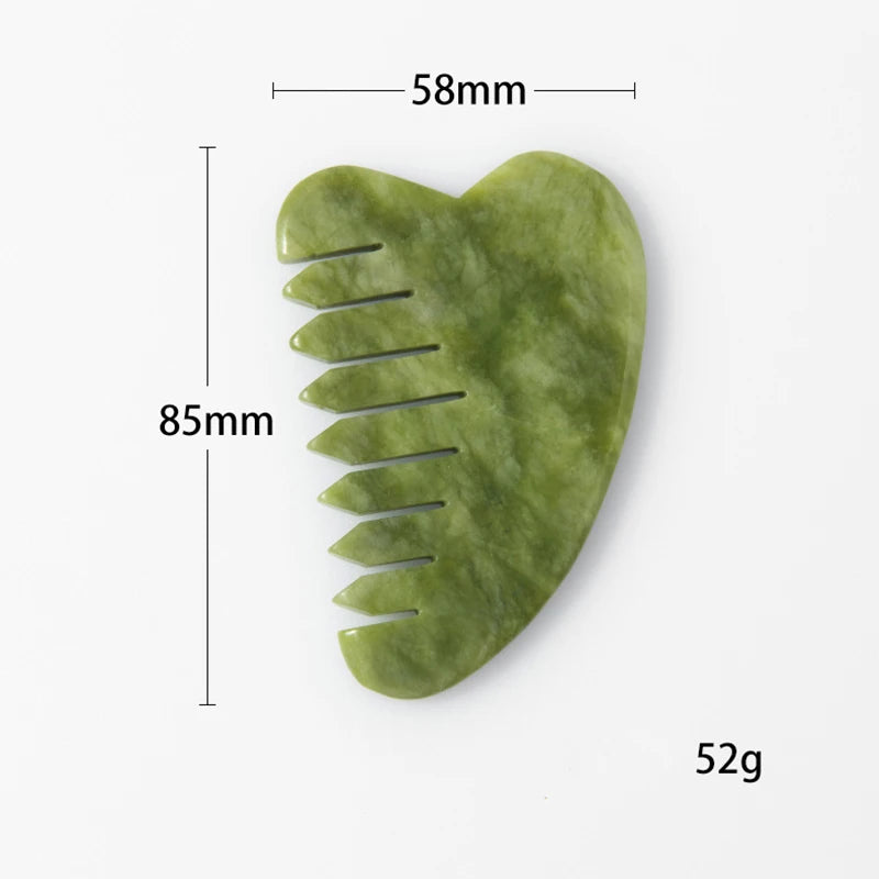 Natural Jade Comb & Gua Sha Board – Facial Massage & Body Scraping Tool