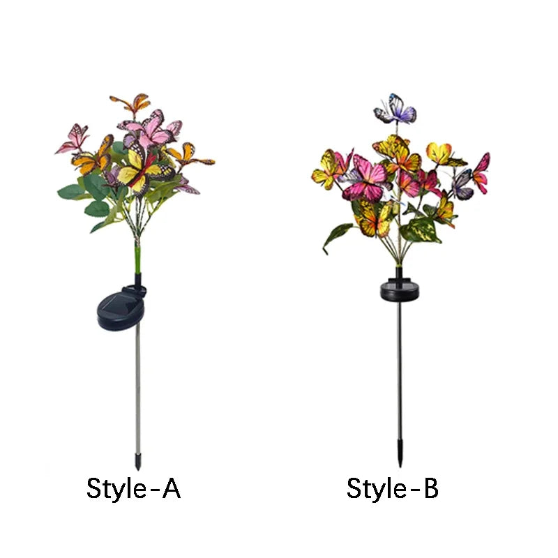 Solar Butterfly & Sunflower LED Garden Lawn Lamp – Colourful Landscape Light