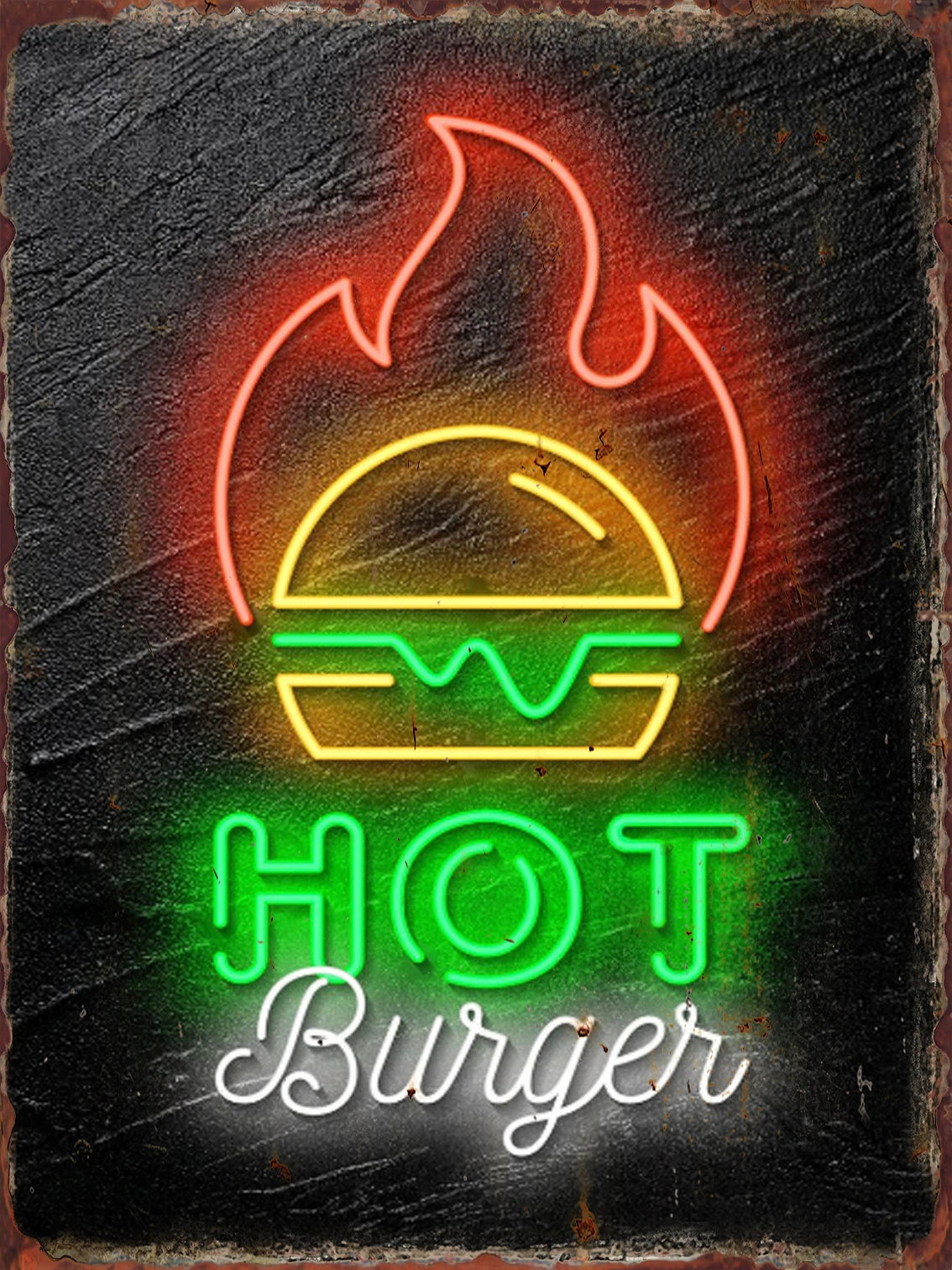 Vintage Neon Food Metal Tin Sign – Restaurant, Bar & Club Wall Decor Plaque