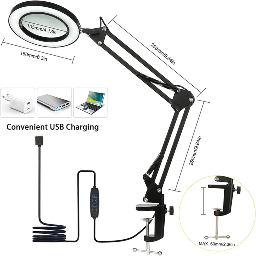 5X LED Magnifying Lamp with Clamp – 3 Colour Modes for Skincare, Soldering & Repair