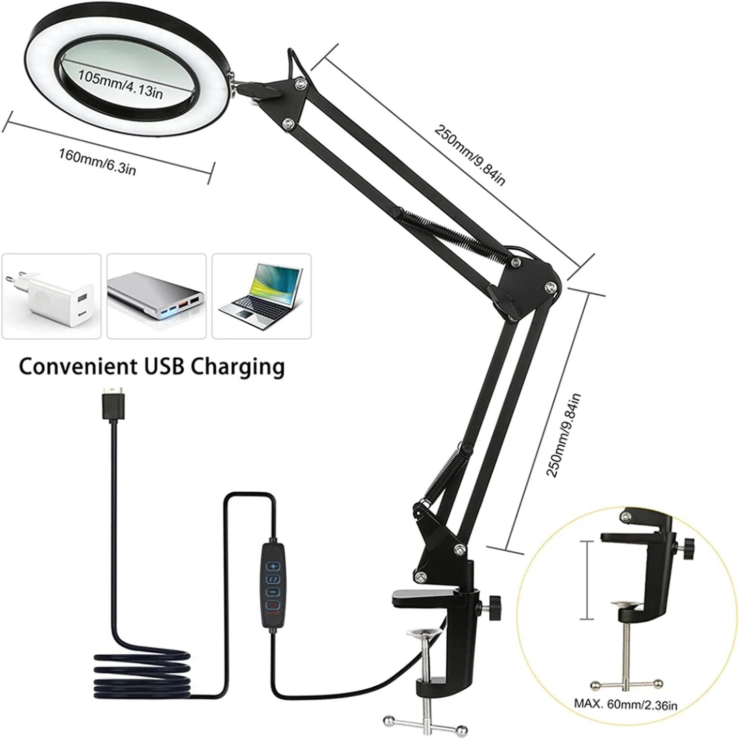 5X LED Magnifying Lamp with Clamp – 3 Colour Modes for Skincare, Soldering & Repair