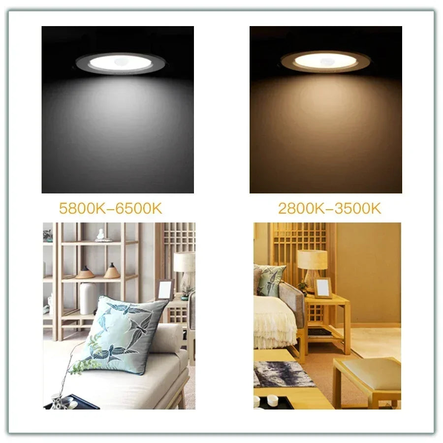 Recessed LED Downlight with Motion Sensor 5W–20W – Energy Saving Ceiling Spotlight