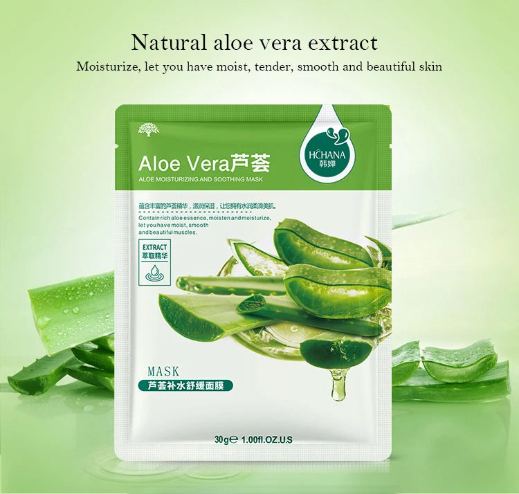 Natural Plant Sheet Face Masks - Moisturising, Anti-Ageing & Oil Control (10 Pack)