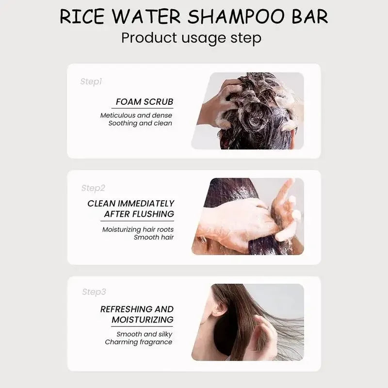 Organic Rice Water Shampoo Soap Bar – Nourishing & Anti-Hair Loss