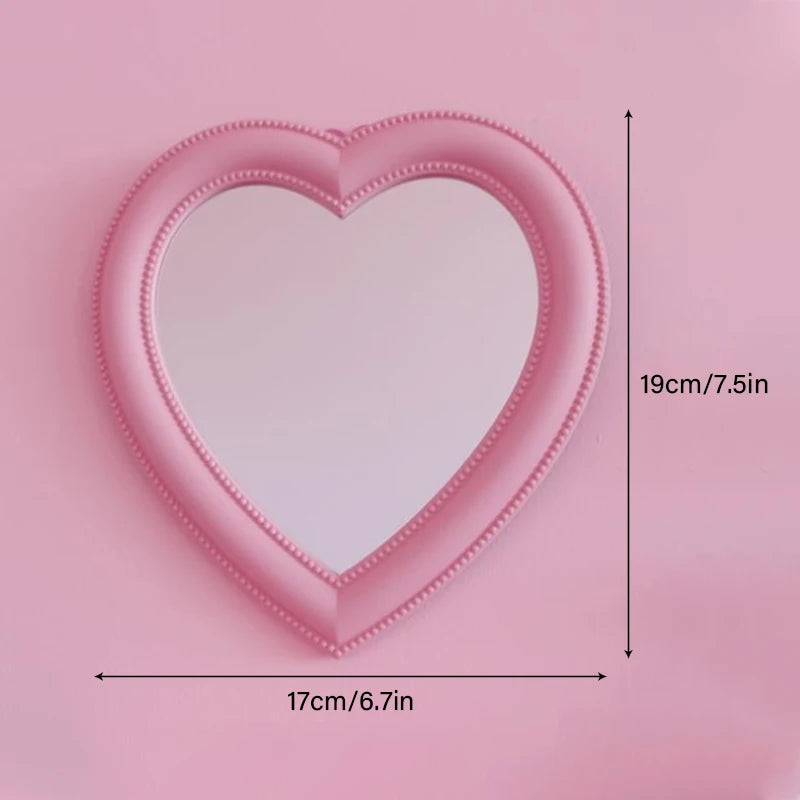 Heart-Shaped Decorative Cosmetic Mirror – Makeup & Room Decor