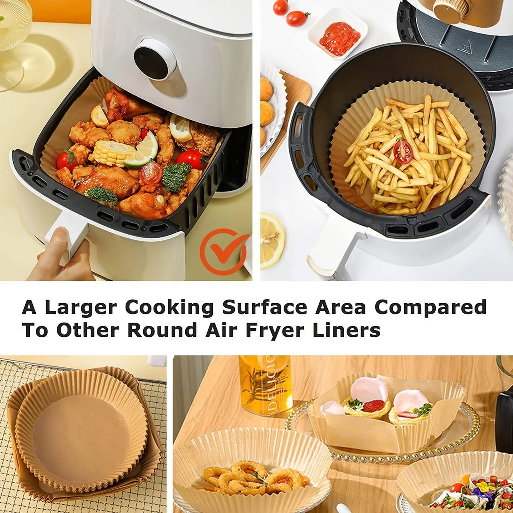 Air Fryer Disposable Paper Liners – Non-Stick (30/50/100 Pack)