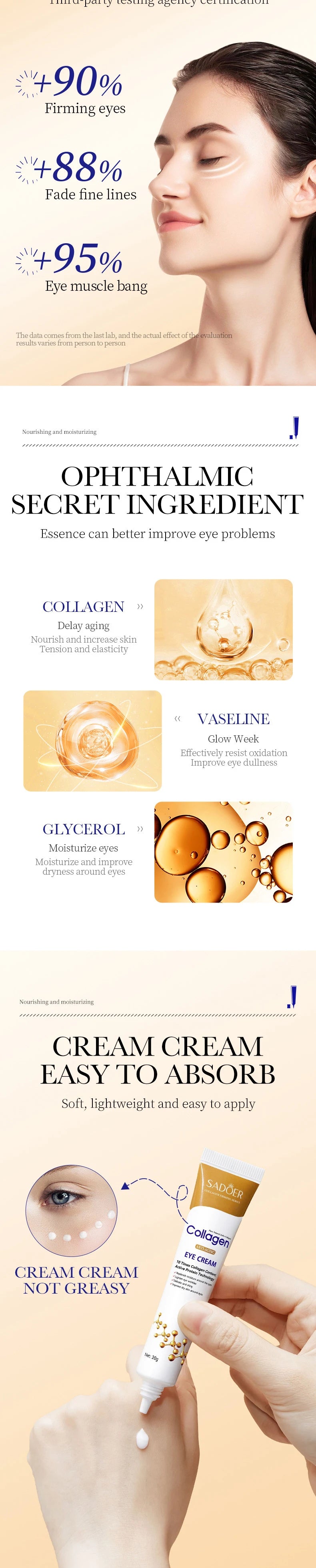 Collagen Eye Cream - Anti Dark Circles, Firming & Moisturising