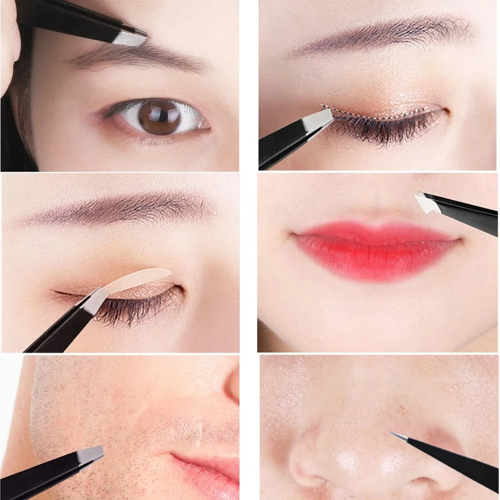 Stainless Steel Eyebrow Tweezers – Precision Slanted Tip