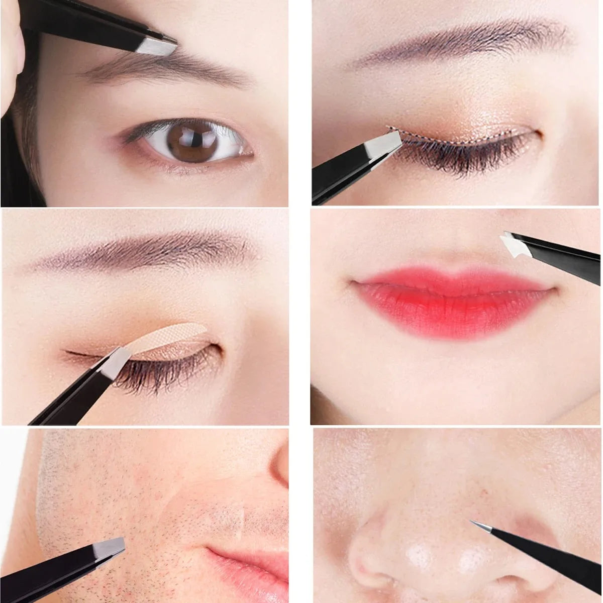 Stainless Steel Eyebrow Tweezers – Precision Slanted Tip
