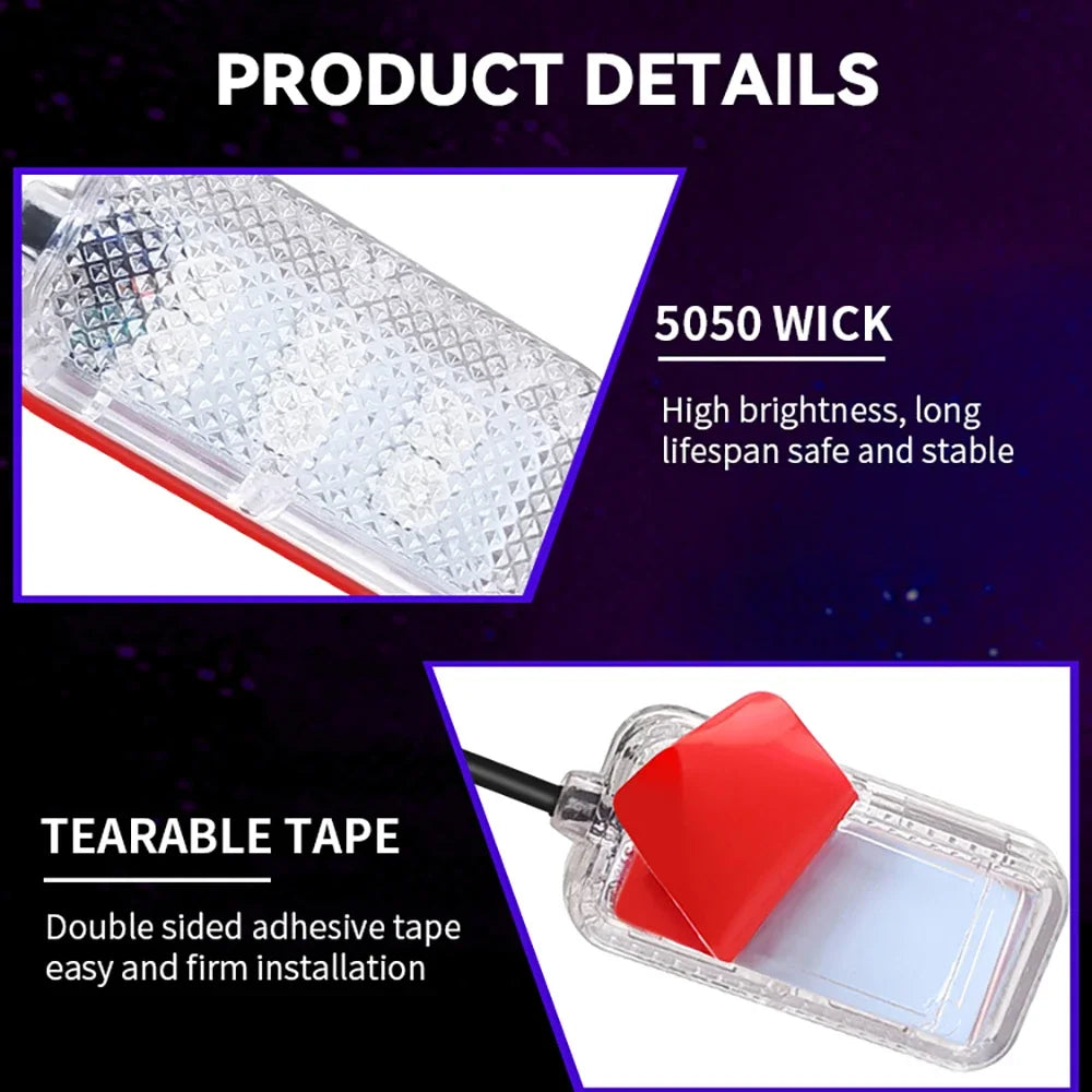 LED Car Interior Ambient Foot Light – USB RGB Atmosphere Lamp with App & Music Control