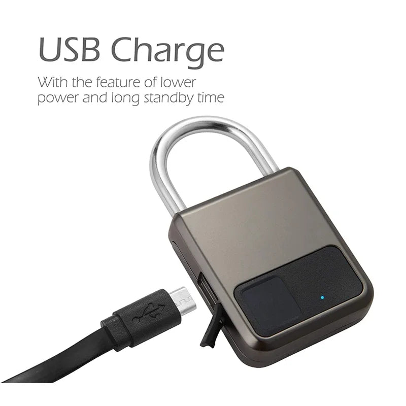 Fingerprint Padlock - Waterproof Smart Keyless Lock for Bike, Gym & Luggage