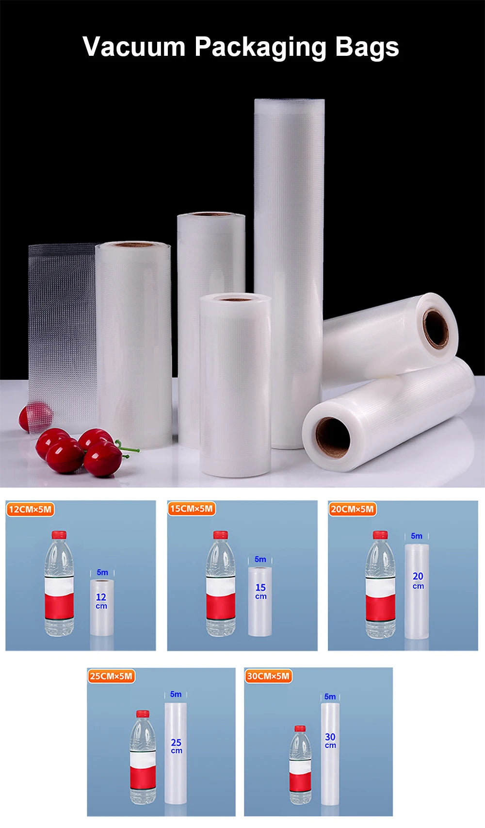 Vacuum Packaging Bags Roll – Food Vacuum Sealer Bags (500cm)