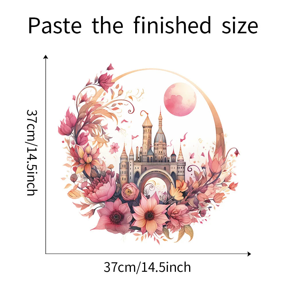 Moon & Flower Vinyl Wall Sticker – Girls Bedroom & Room Decoration