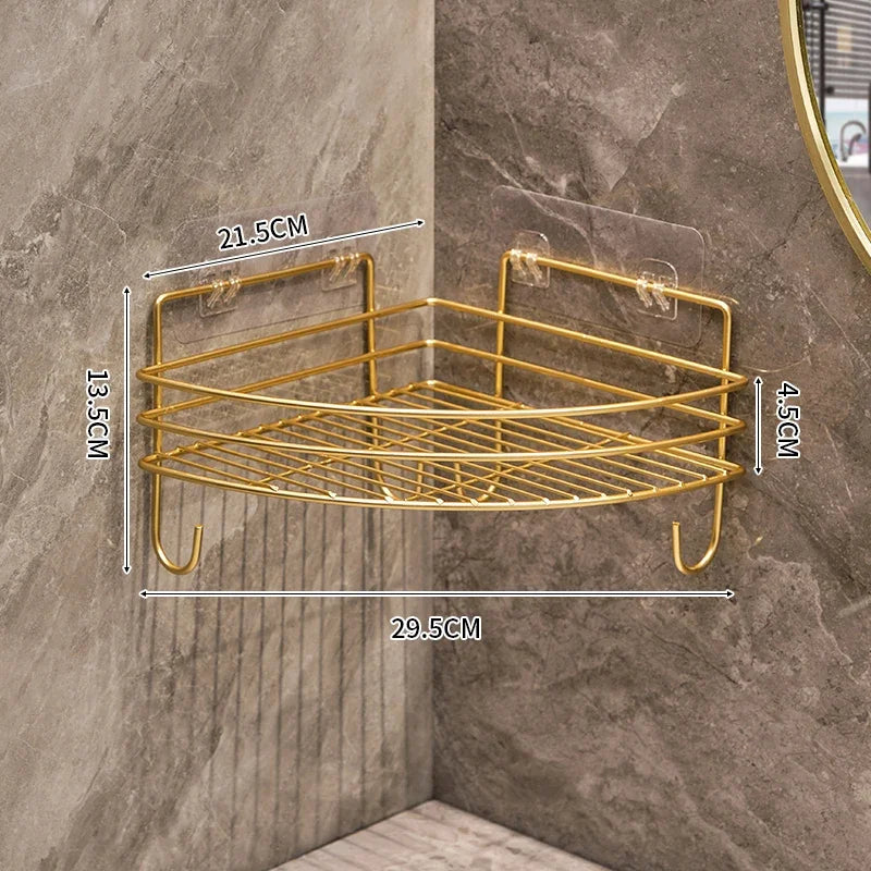 Bathroom Corner Shower Storage Rack – Wall Mounted Triangle Shelf