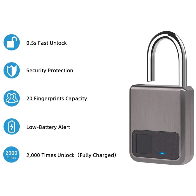Fingerprint Padlock - Waterproof Smart Keyless Lock for Bike, Gym & Luggage