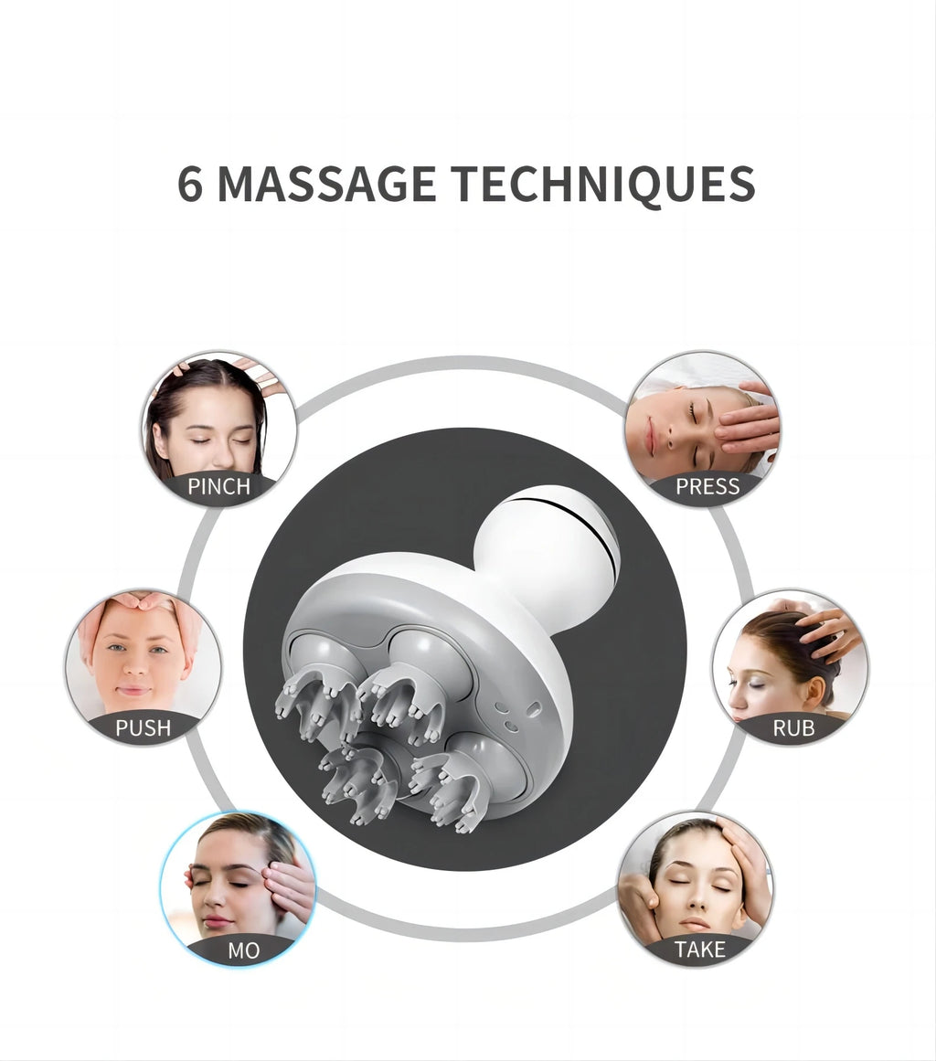 Cordless Scalp Massager – 4 Interchangeable Heads, Hair Growth