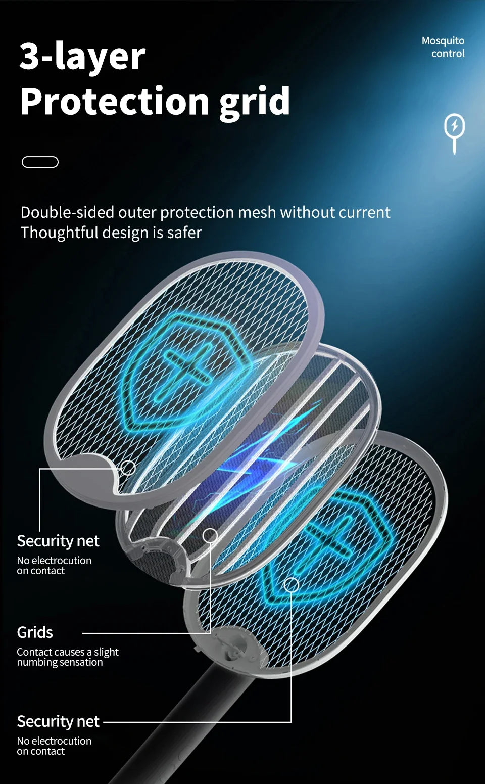 Foldable Electric Mosquito Killer Racket – USB Rechargeable UV Bug Zapper