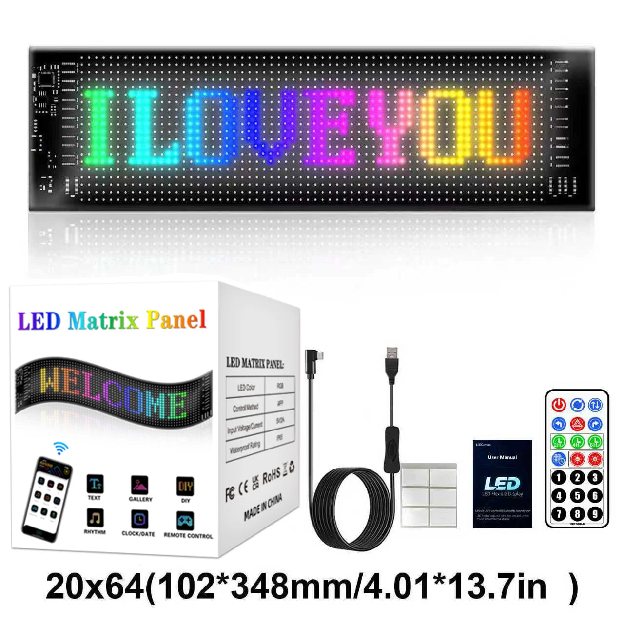 Smart RGB Flexible LED Car Rear Window Display – Bluetooth App Controlled