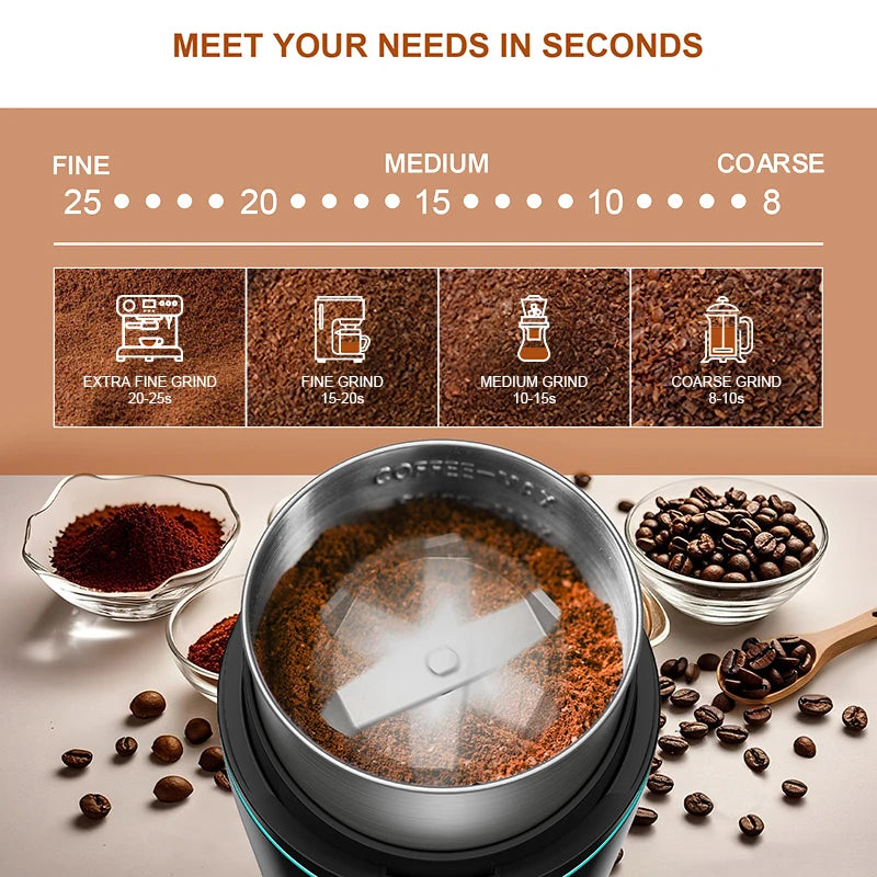 Electric Coffee & Spice Grinder 300W – Stainless Steel Cup